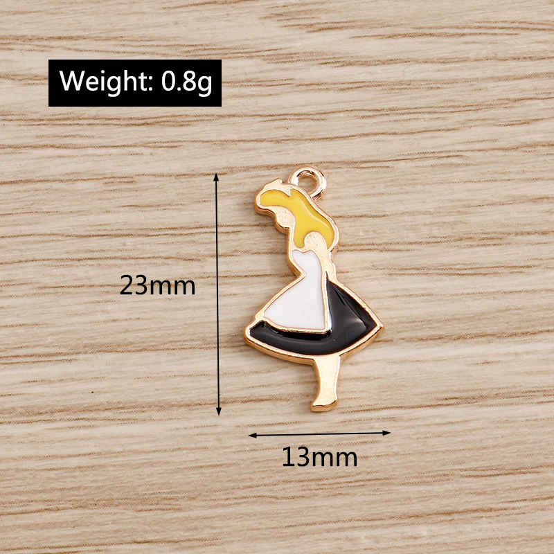 

10pcs 13*23mm Drop Oil Maid Charms for Necklaces Earrings 3 Color Enamel Girl Charms Handmade Crafts DIY Pendants Jewelry Making