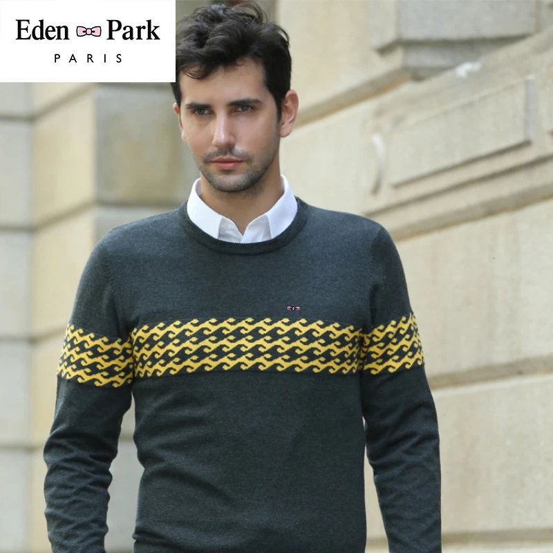 Eden Park, с принтом, тянет,, модный брендовый хлопковый Мужской пуловер, свитеры, повседневный вязаный свитер, Мужской пуловер, одежда