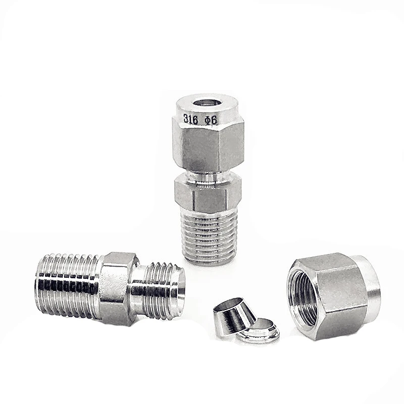 Двойной наконечник компрессионная трубка фитинг мужской разъем 3 4 6 8 10 12 14 мм OD X 1/8