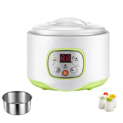 Green with 4 cup DMWD Многофункциональный Электрический Йогуртница синхронизации Natto рисовое вино машина автоматический йогурт ферментер с 4 Leben стеклянные чашки ЕС - Цвет: Green with 4 cup