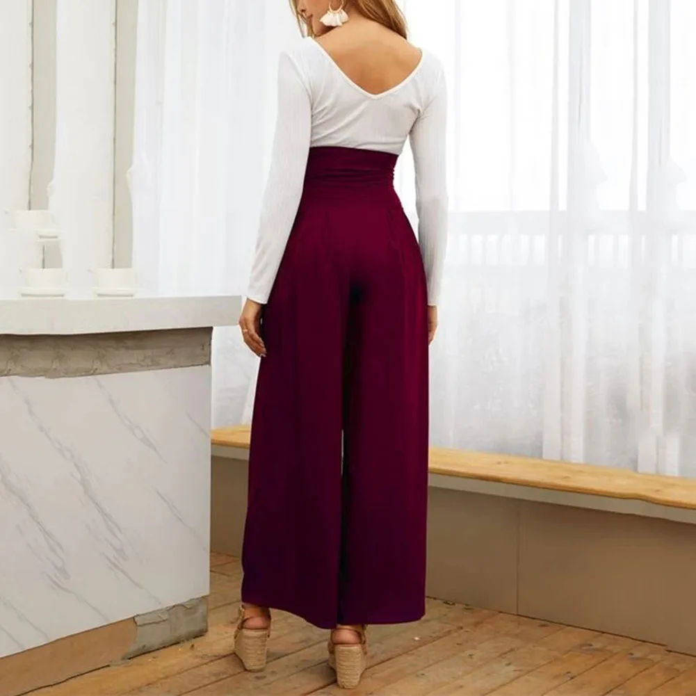 

Elegant High Waist Pants Women Wide Leg Flared Pants Spring Solid Color Casual Loose Lace Up Trousers Sweatpants Women Fashion