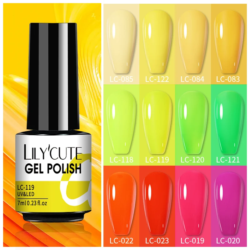 LILYCUTE 7 мл неоновый лак для ногтей Гель маникюра! Полупостоянная био Гели Soak Off Esmalte