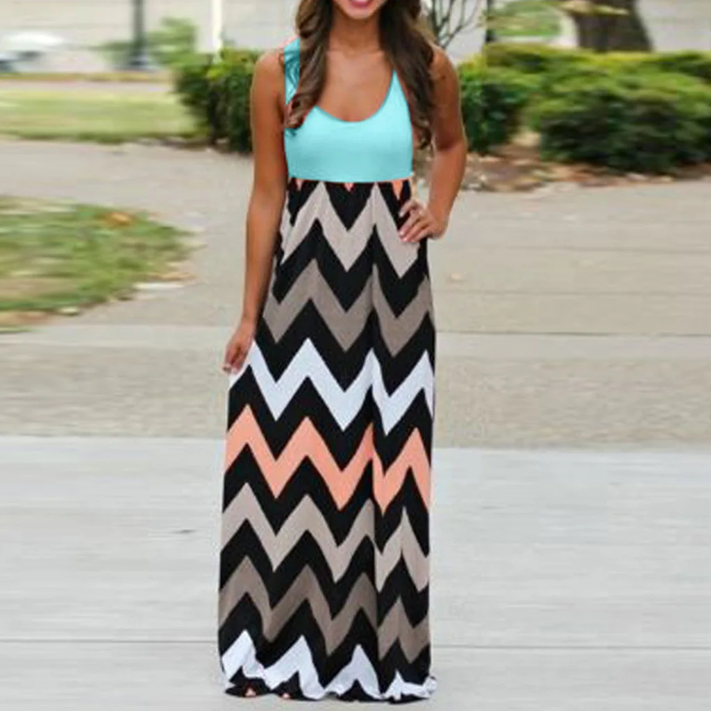 Новинка 2019 модное летнее женское сексуальное богемное Полосатое длинное платье