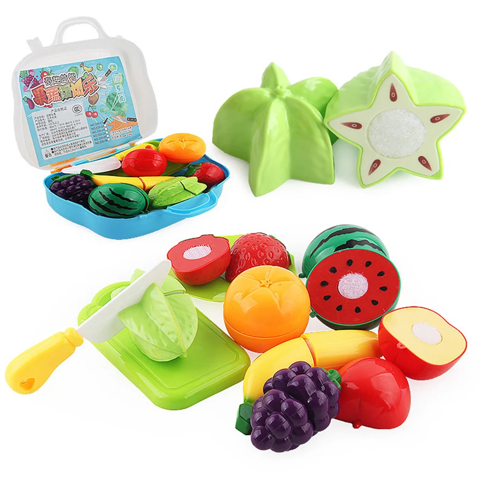 

Funny Children Pretend Role Play Plastic Kitchen Fruit Vegetables Cutting Toys Set Kid Classic Educational Pretend Toy Game Gift