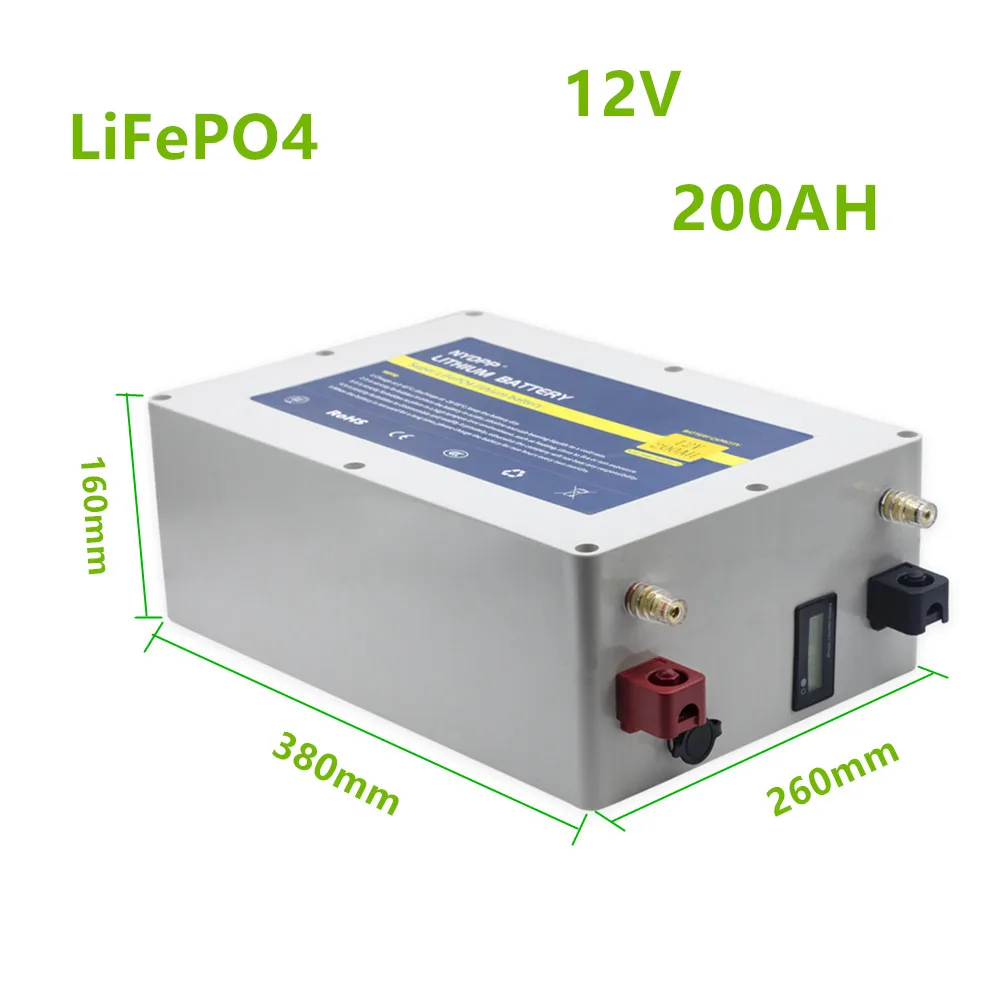 Комплект литиевых батарей Lifepo4 12 В 200 ач Встроенный BMS для электрического мотора