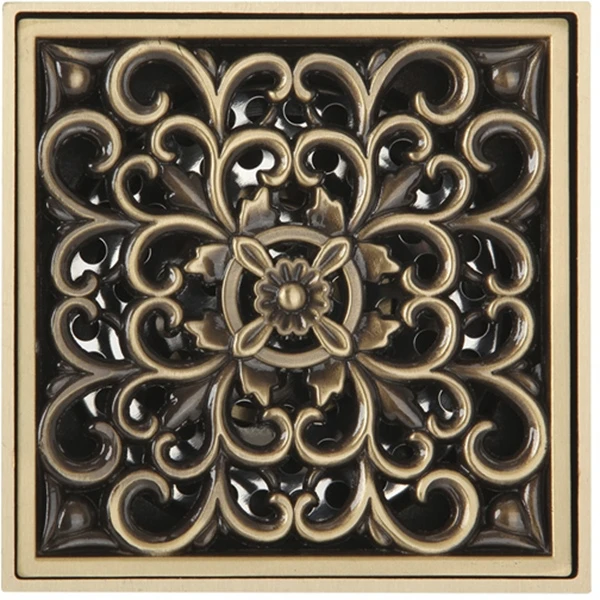 САНАКС Трап под старую бронзу с декором 100х100 вертикальный сухим затвором воды -