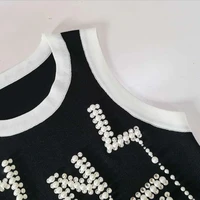 beaded knit camisole beaded long sleeve round neck knit sweater womens top high quality