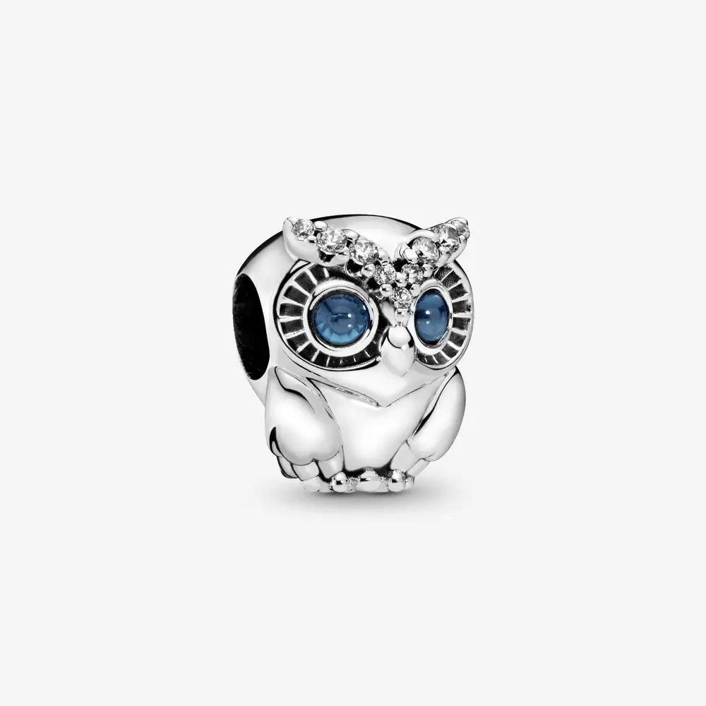 

925 Sterling Silver Charms Beads Original Sparkling Owl Charm Fit Pandora Bracelets Bangles Necklace Diy Jewelry For Women