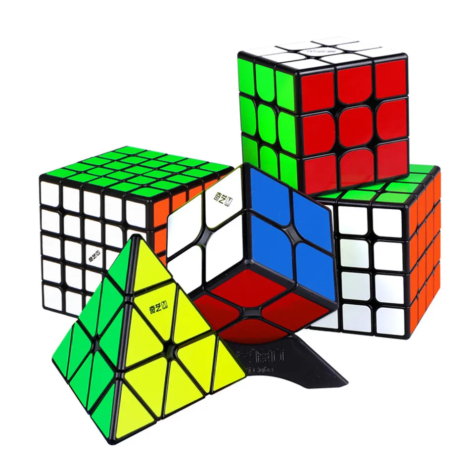 Кубик Рубика Magneitc Qiyi 2x2 3x3 4x4 5x5 Магический кубик с пирамидой Черный Магнитная