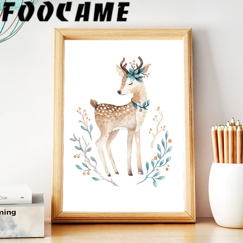 Мультяшные животные индийский лиса Медведь Олень скандинавские плакаты и принты