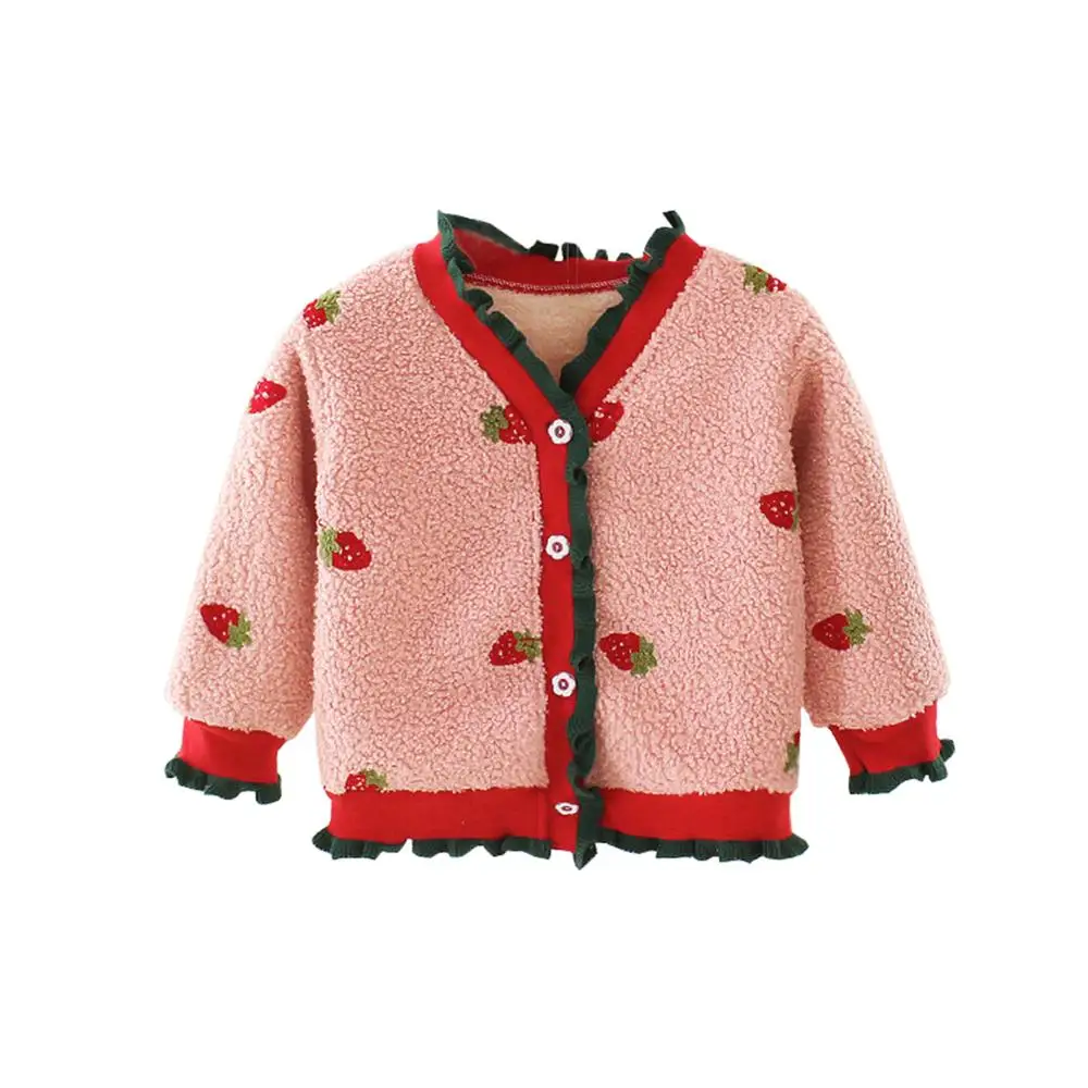 pink coat Толстовка для маленьких девочек футболка для девочек милые повседневные плотные толстовки с длинными рукавами и буфами осенне-зимняя хлопковая одежда для детей одежда для малышей - Цвет: pink coat