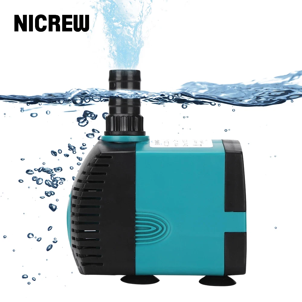 

NICREW Ultra-Quiet Submersible Water Fountain Pump Filter Fish Pond Aquarium Water Pump Tank Fountain Hydroponics Pump 110V-240V