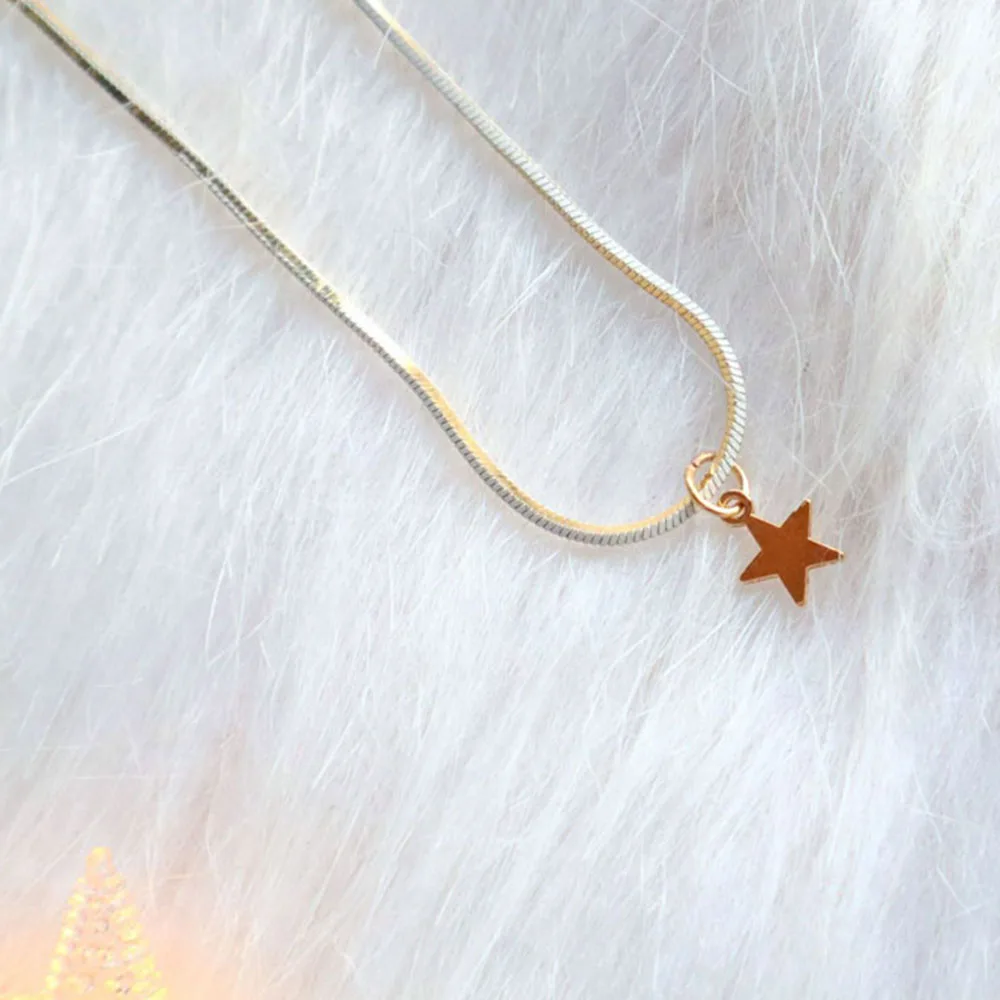 Япония Корея розовый кулон любовь Золотая Звезда Ожерелье Длинная цепочка для