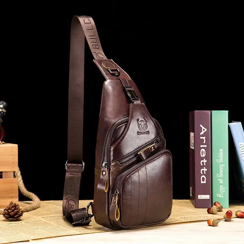

Weysfor Vogue 2021Genuine Leather Chest Bag For Men Casual Messenger Bags Fashion Men's Chest Pack Large Capacity Business Bag's