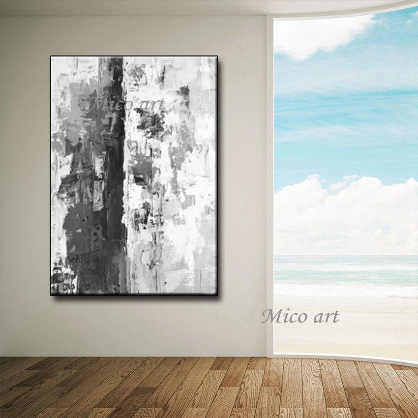 

Handmade black and white with canvas wall art 100% hand drawn abstract oil painting wall decoration art