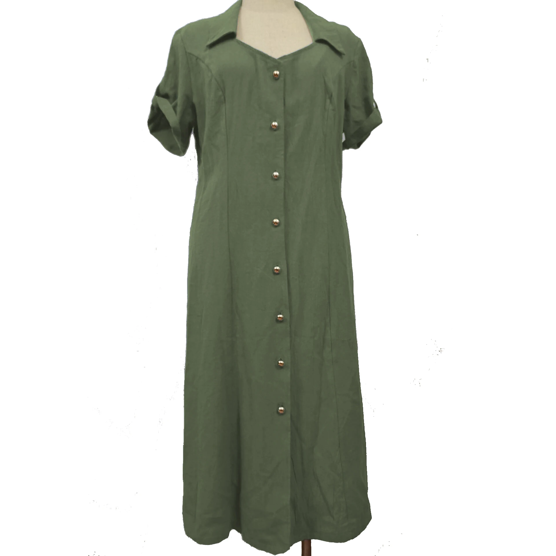 Женское летнее однотонное платье-рубашка макси с коротким рукавом и отложным