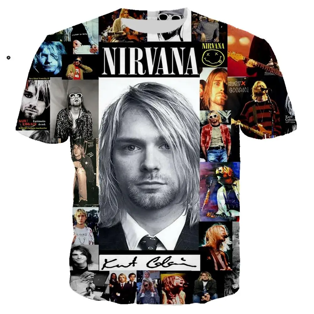 

2021 Nirvana 3D Print T-Shirt Rock Music Band Streetwear Men Women Fashion O-Neck Short Sleeve T Shirt Hip Hop Tees Tops Unisex