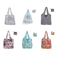 foldable shopping bag eco friendly folding reusable portable shoulder handbag waterproof polyester for travel grocery bags