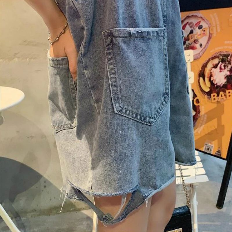 

Rompers Women Trendy Denim Suspender Preppy Girls Playsuits Summer Loose Tassel Chic Pocket All-match Street Womens Clothing New