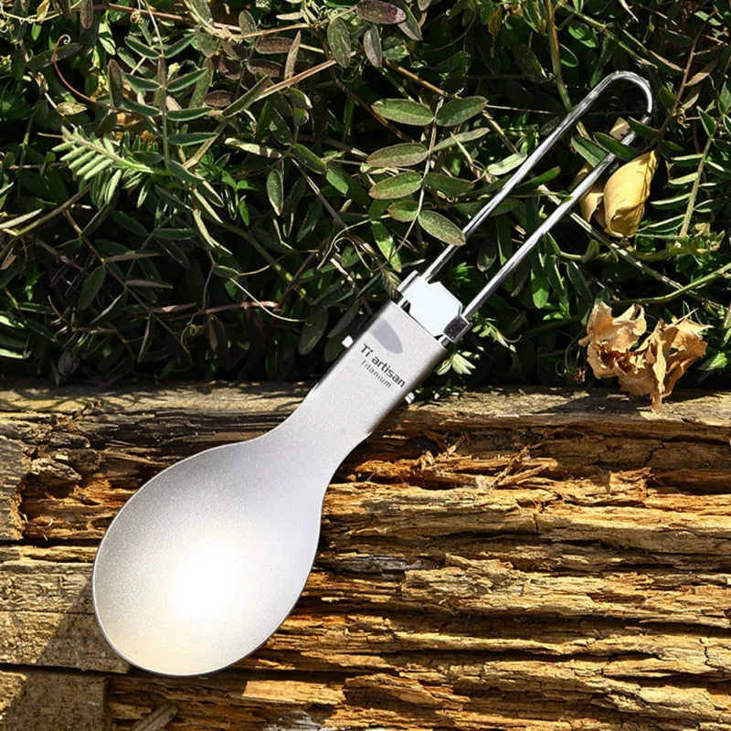 

Camping Folding Titanium Spoon Spork Camping Tableware Picnic Spoon Outdoor Lightweight Tableware Hiking Camping