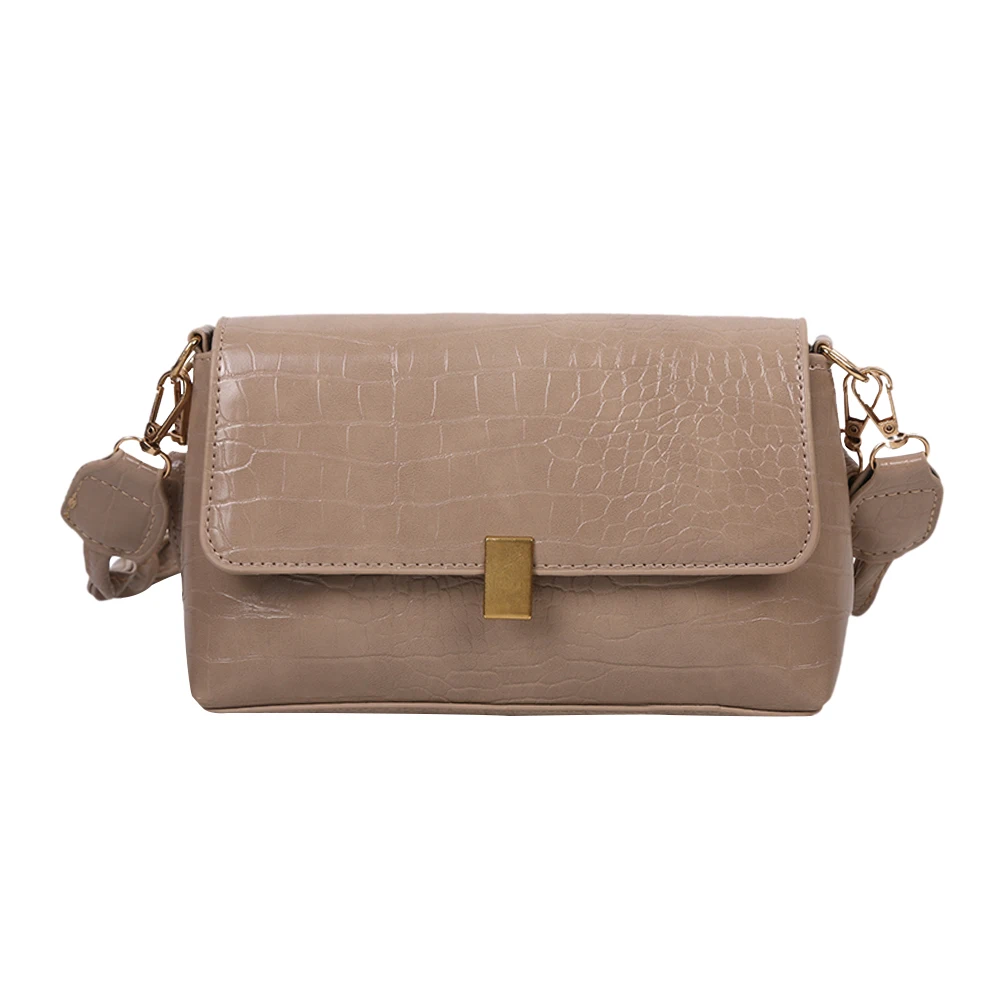 

Youth Ladies Simple Versatile Bag Casual Solid Women Shoulder Bags Leather Alligator Woven Strap Crossbody Handbag