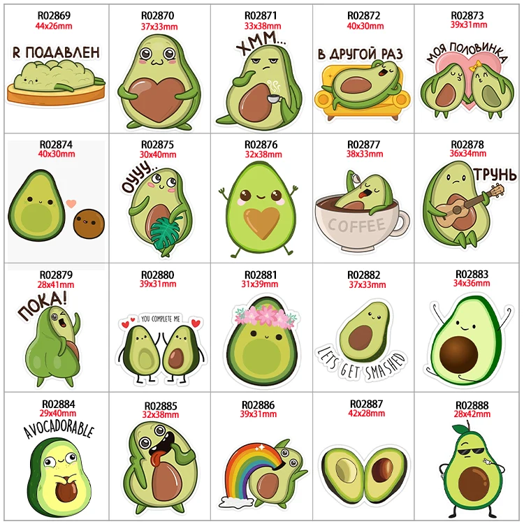 

Loving Avocado Cartoon 30pcs/lot Acrylic Resins New Pattern Planar Resin Printed for DIY Decoration