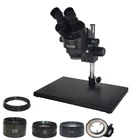 Отправка из Польши, 7X-45X, черный промышленный бинокулярный стереомикроскоп, штанга, Настольная светодиодная подсветка, микроскоп, ювелирные изделия, PCB, ремонтный комплект