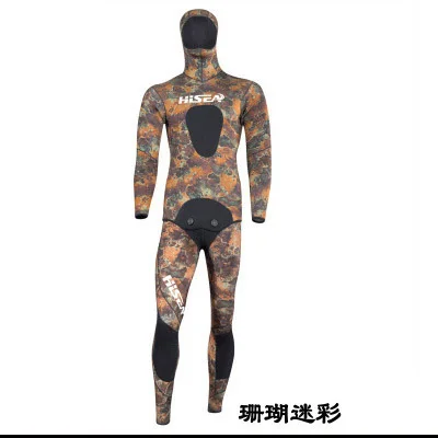 A2 Hisea 3,5 мм камуфляж гидрокостюмы для мужчин spearfishing костюм водолазный костюм гидрокостюм для рыбалки и охоты, одежда - Цвет: A2