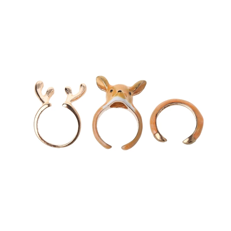 3 шт./компл. набор колец с эмалью белка лось лебедь животное для женщин |