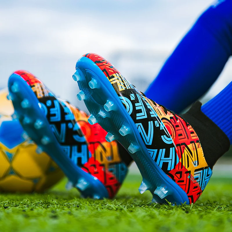 

Football Boots Outdoor Sport Sneakers Men High Top TF/FG Soccer Shoes Zapatillas Futbol Hombre Training Ankle Sock Botas Cleats