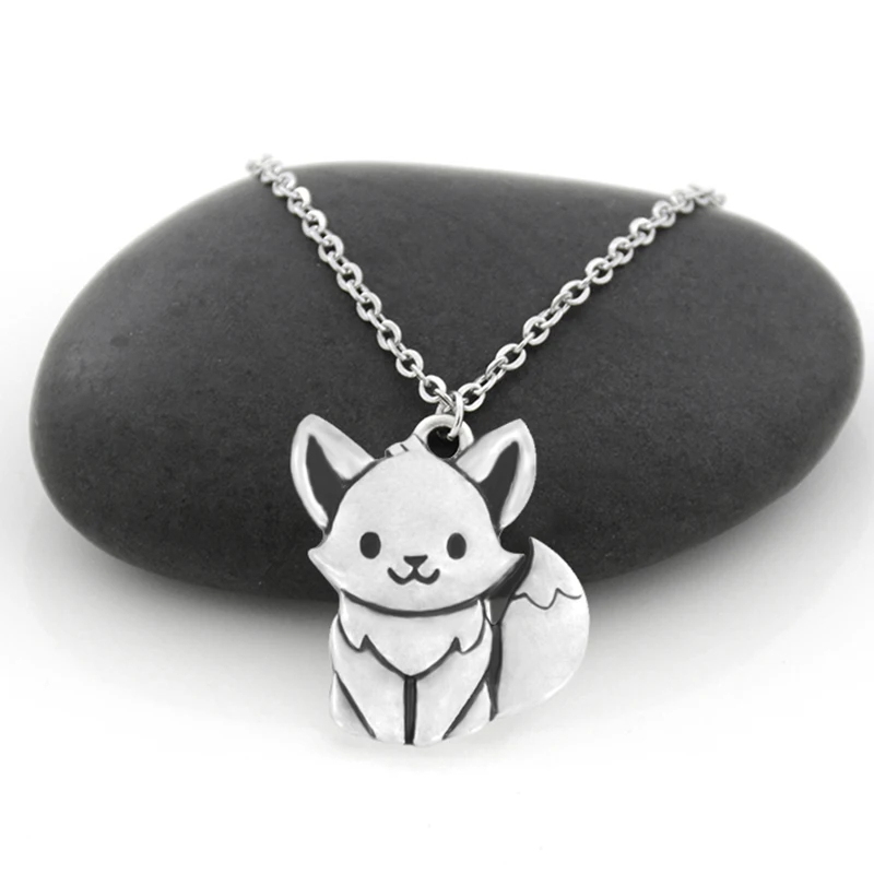 10 шт. серебряного цвета в винтажном Цвет ожерелье с подвеской лиса из ожерелья