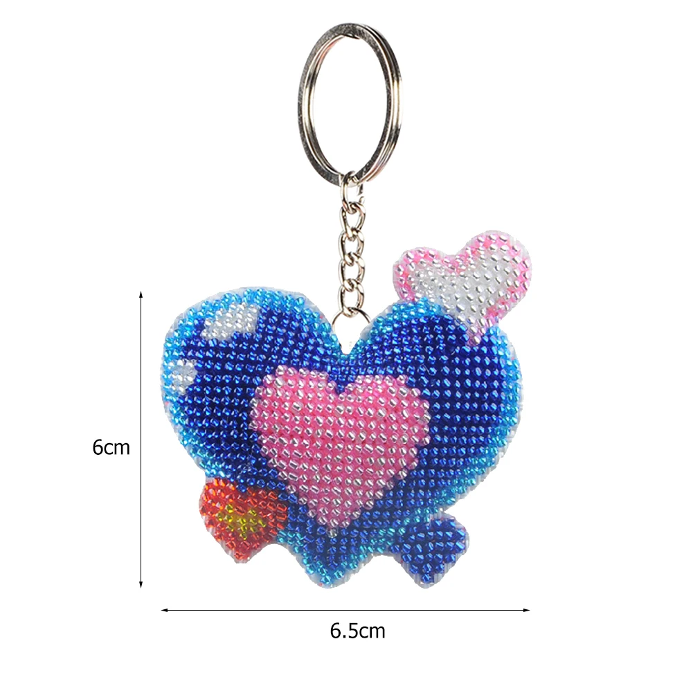 

Stamped DIY Handmade Craft Bead Cross Stitch Keychain Printed Embroidery Needlework Key Ring Kit for Gift Backpack Pendant#20