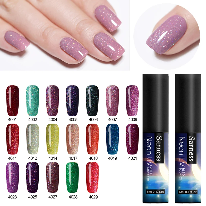Sarness Блеск УФ гель для ногтей сверкающий замочить от Nagellak лак Полупостоянный
