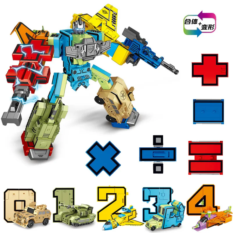 

10PCS Transformation Number Robot Toy Building Blocks Deformation Pocket Morphers Educational Action Figure Toy for Children