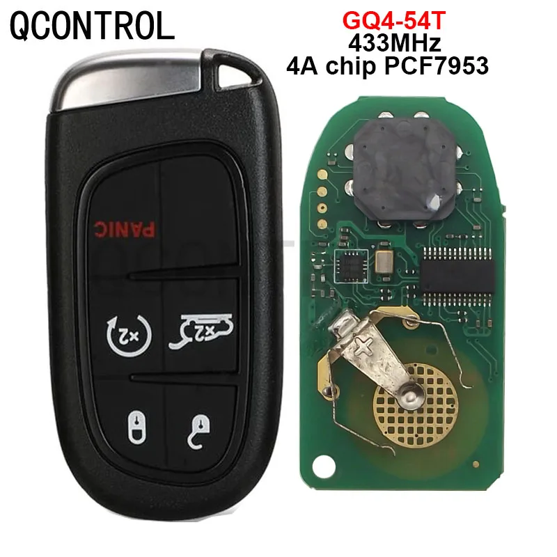 QCONTROL KeylessGo 433 МГц Hitag-AES 4A чип 5 BTN дистанционный смарт-ключ для Jeep Cherokee Durango Chrysler GQ4-54T