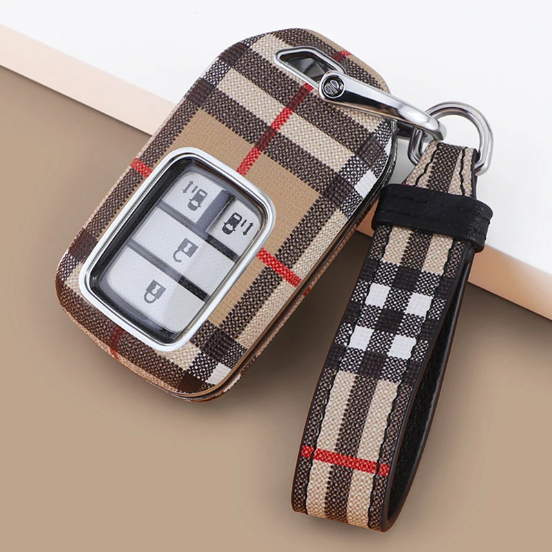 

New Plaid Pattern Smart Car Key Case Shell Fashion Quality Car Key Cover Protector for HONDA ACCORD AVANCIER CIVIC CRV XRV