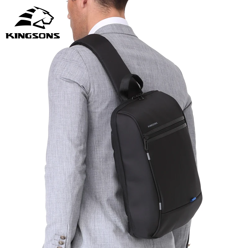 kingsons 13 chest bag black single shoulder bags with usb charging waterproof nylon crossbody bags messenger bags hot selling free global shipping