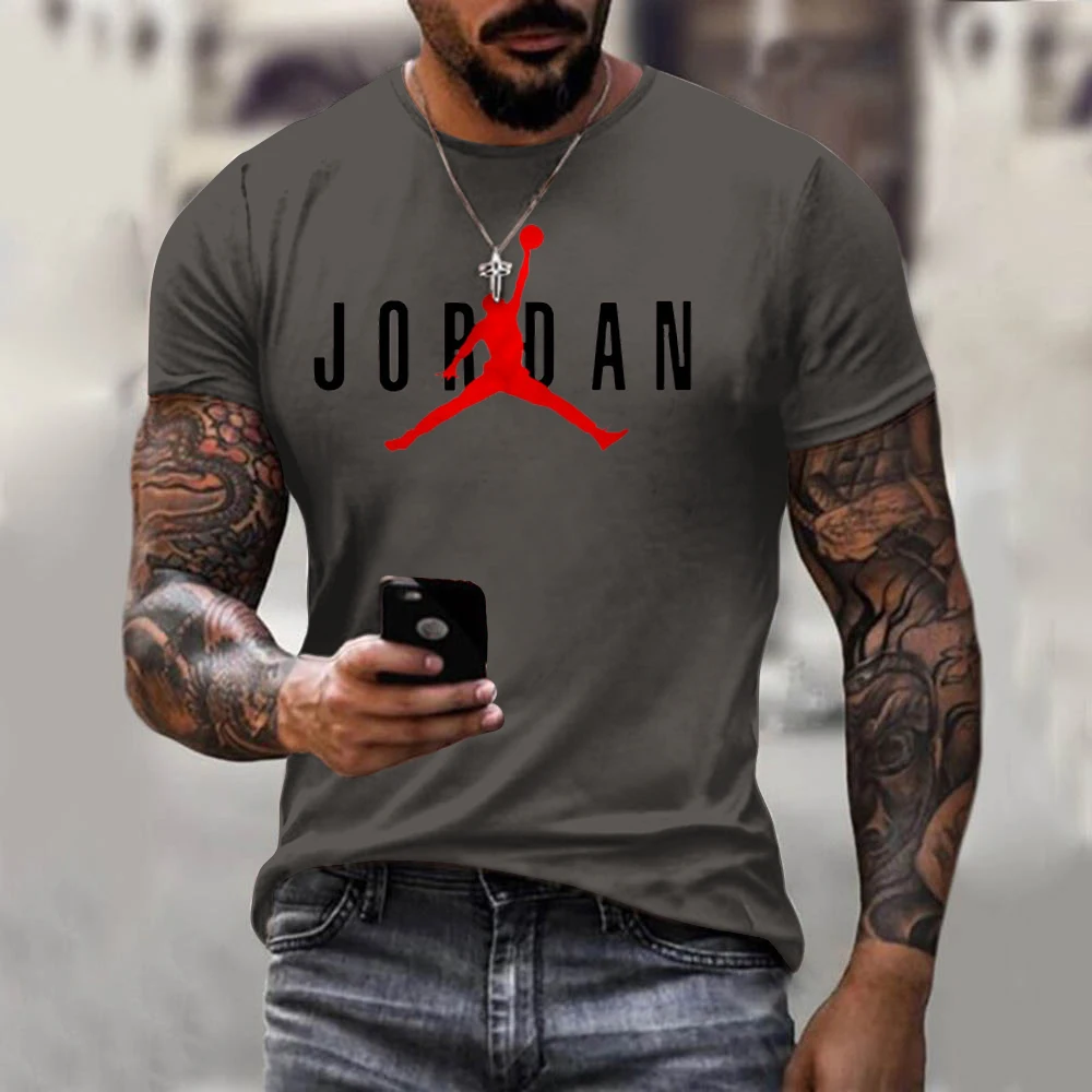 

Summer New Sports 3d Printing Men's Fashion Round Neck Solid Color T-shirt Hip-hop Basketball Casual Breathable Plus Size Shirt