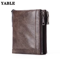 mens leather wallet retro style first layer cowhide coin purse card holder business rfid anti theft swiping wallet