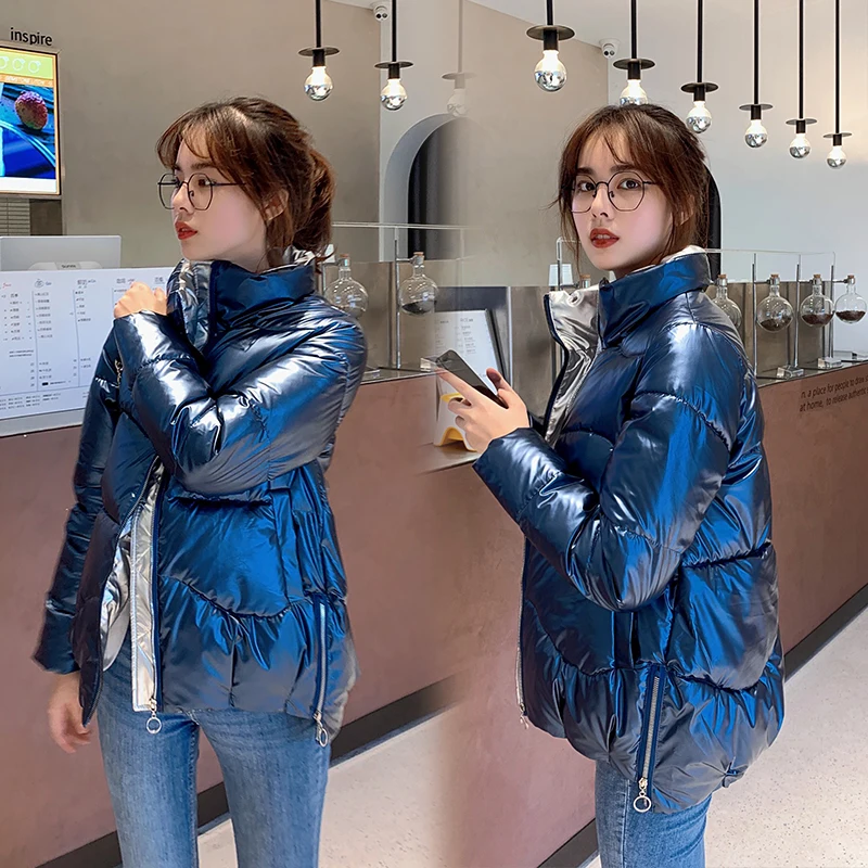 

ISENMAL Fashion Bubble Coat Solid Standard Collar Oversized Short Jacket Winter Autumn Female Puffer Jacket Parkas Mujer