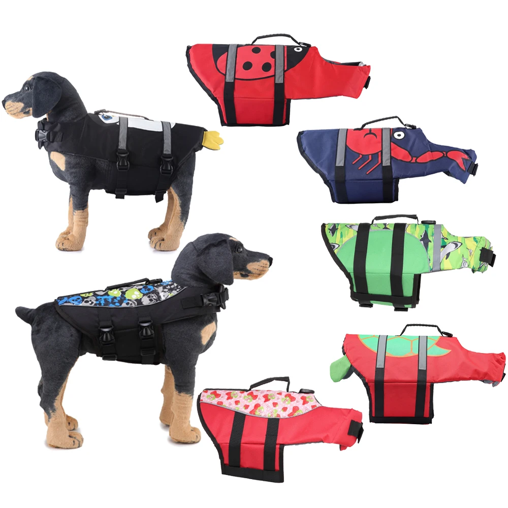 

Спасательная жилетка для собак, регулируемый чехол с высокой плавучестью, прочная спасательная ручка для маленьких, средних и больших соба...