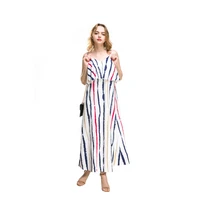 womens chiffon dress summer 2022 hot womens skirt burst halter with printed stripe laminated flounce skirt