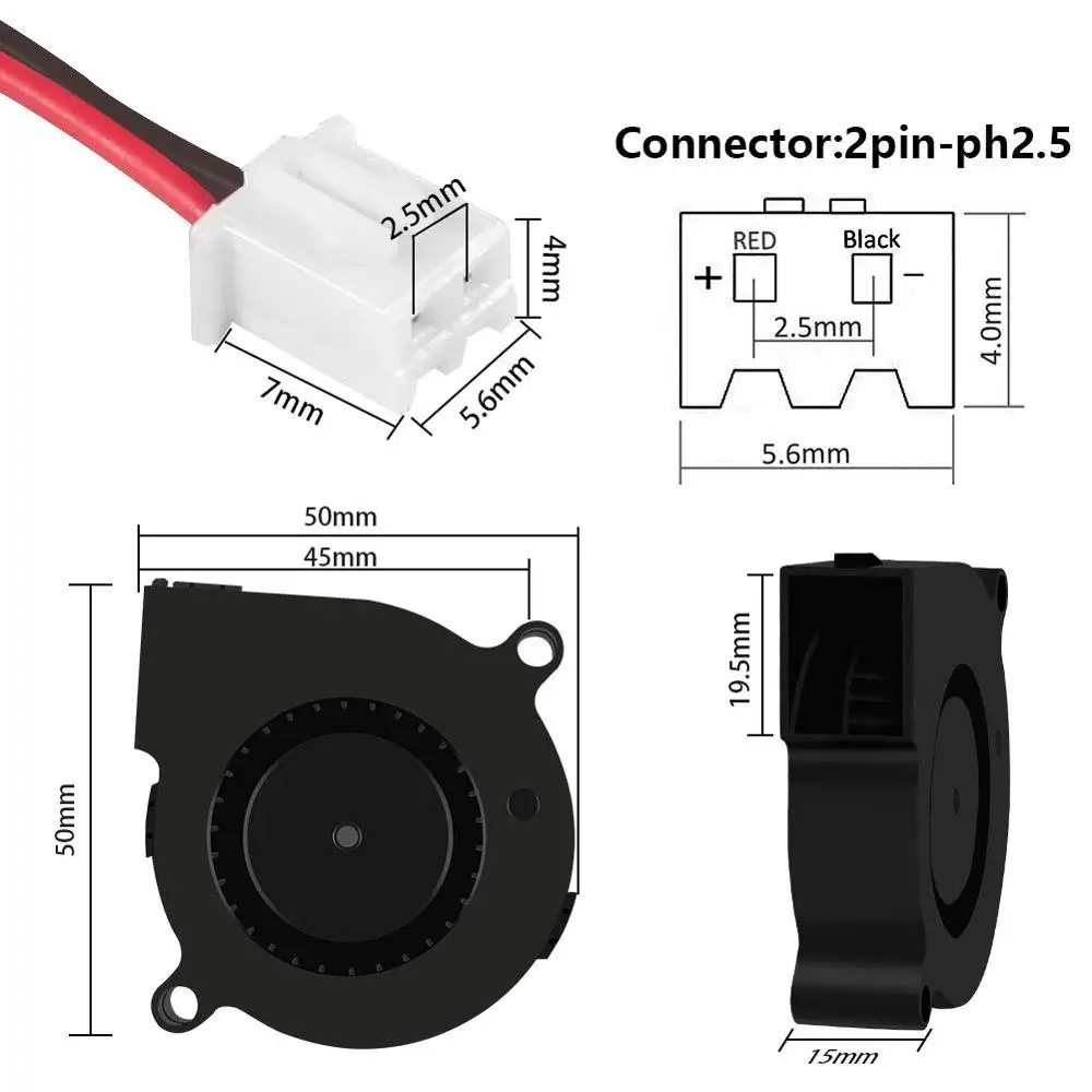 5015 4010 12V&amp24V Cooling Turbo Fan Brushless 3D Printer Parts 2Pin For Extruder DC Cooler Blower Part Black Plastic Fans | Компьютеры
