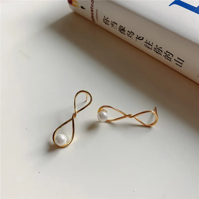 RUIYI реальные 925 стерлингового серебра бесконечное в форме ноты серьги гвоздики