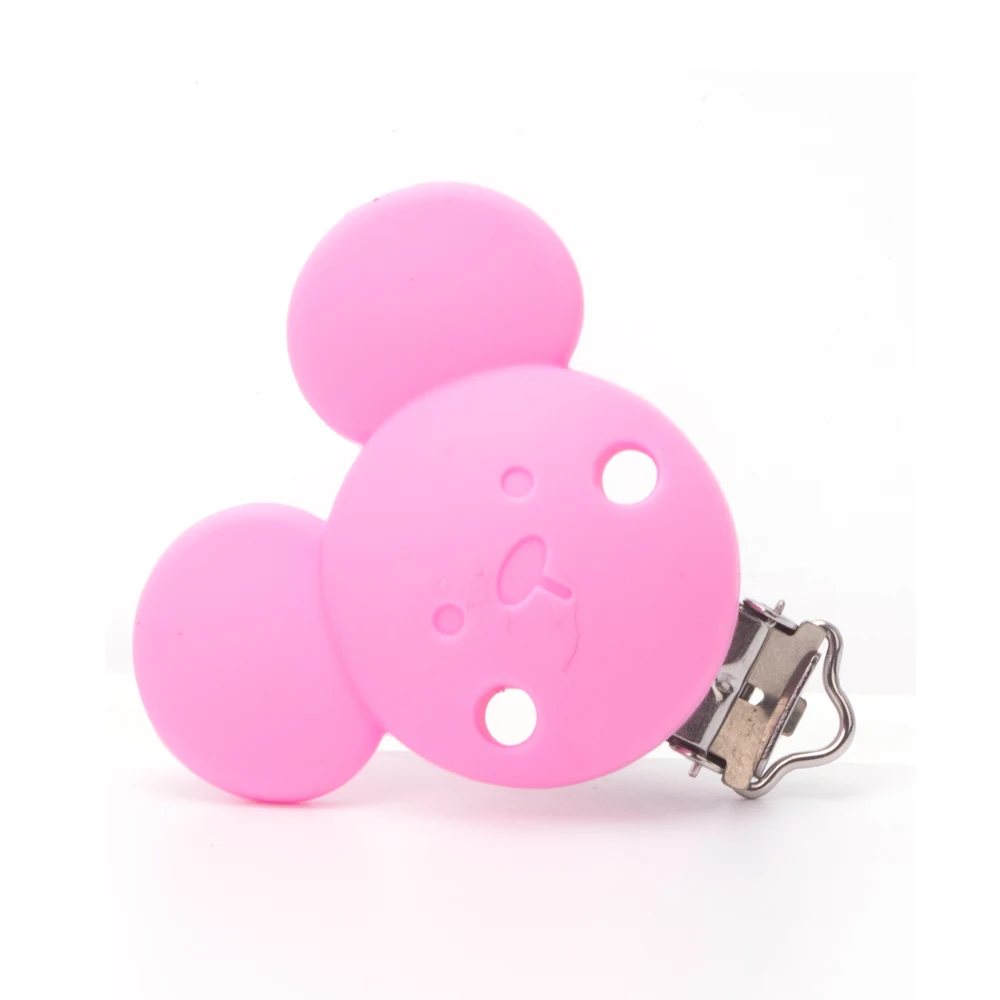Pink 10 шт. BPA бесплатно Perle силиконовые Микки детские клипсы для пустышек цепочка для прорезывателя держатель DIY Детская мышь животное Уход Аксессуары для игрушек - Цвет: Pink