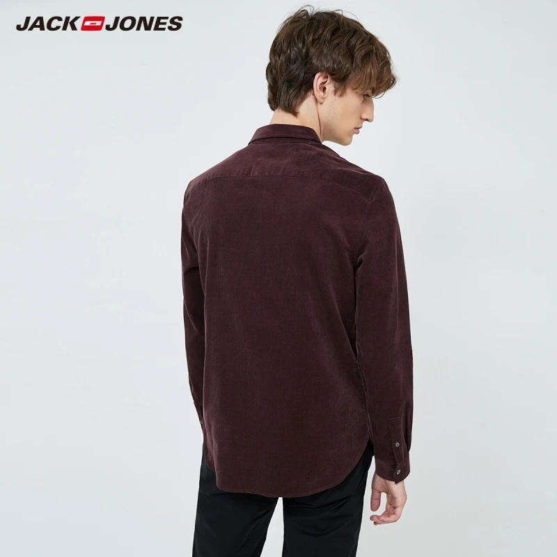Мужская приталенная рубашка JackJones винтажная из 100% хлопка с длинными рукавами