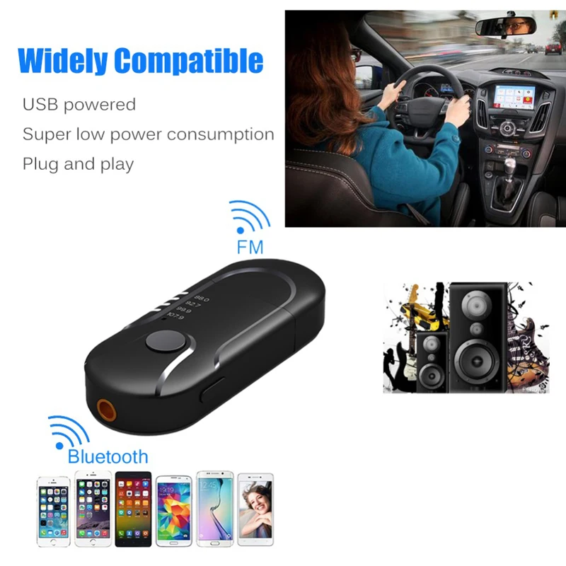 

Bluetooth FM Transmitter Card Reader For Car AUX Audio Player TF Music Adapter Receiver Handsfree In-Car FM Modulator Converter