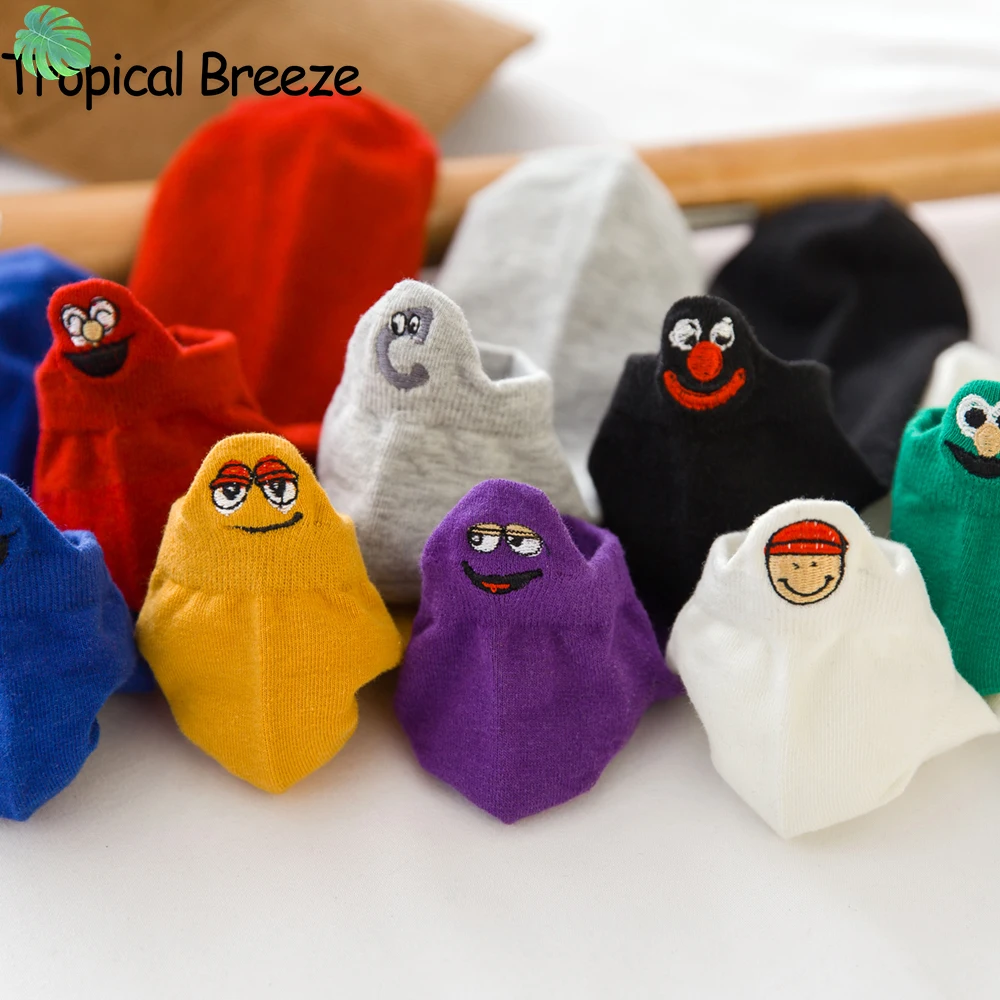 вышитые хлопковые милые смешное спортивные короткие удобные нижные носки до