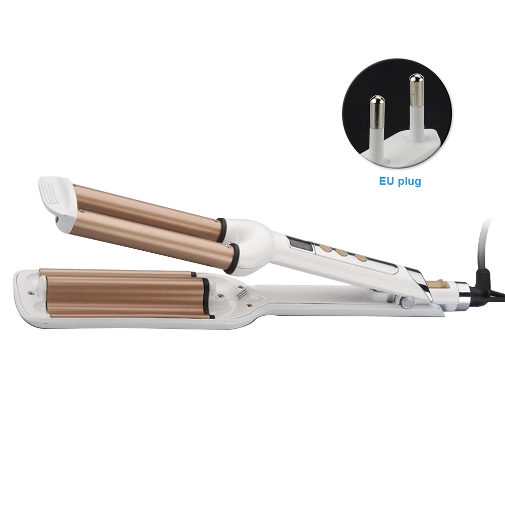 

Hair Care Portable Temperature Control Electric Ceramic Curler Professional Curling Iron Roller Wand LCD Display Three Tube