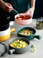 nordic ceramic instant noodle bowl with handle breakfast rice baking bowl dessert soup fruit salad bowl microwave oven special